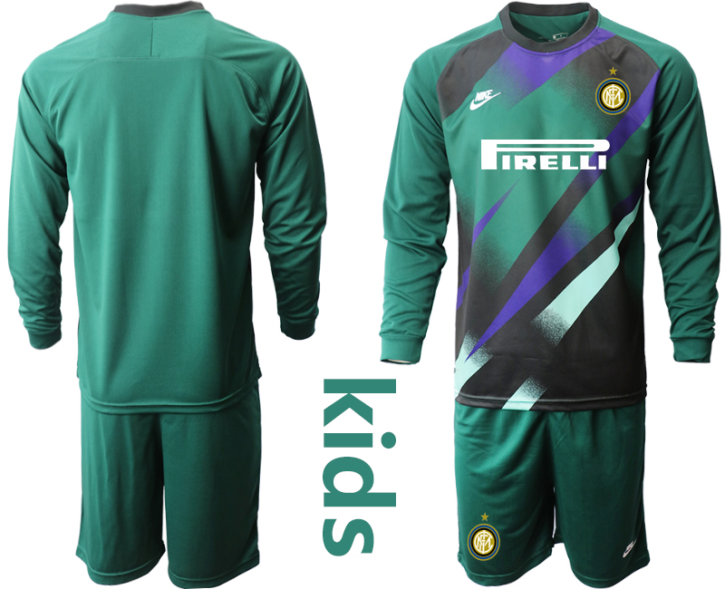 Youth 2020-2021 club Inter Milan green long sleeved Goalkeeper blank Soccer Jerseys